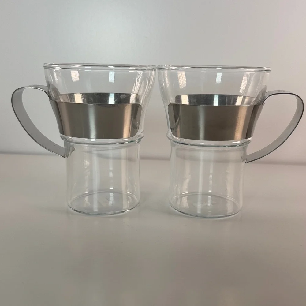 Bodum ASSAM Coffee Glass Set (Metal Handle, 12 oz) - Pack of 4
